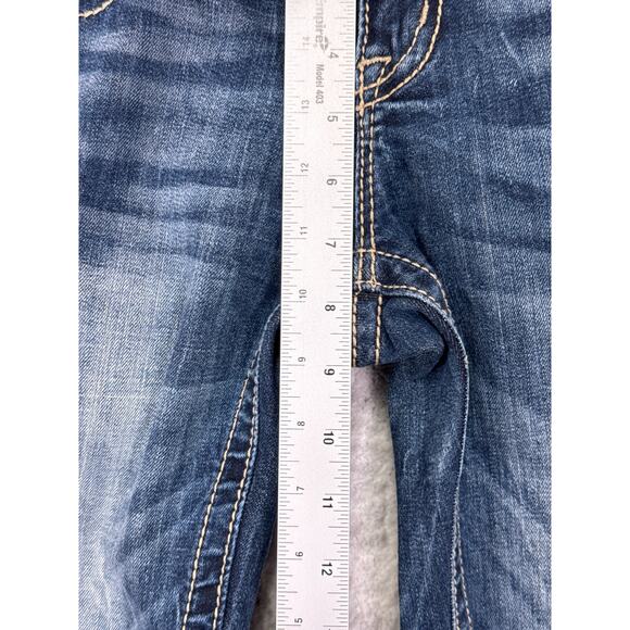 Miss Me Jeans 26 Womens Cuffed Skinny Embroidered Low Rise Medium Wash Denim - Picture 4 of 8